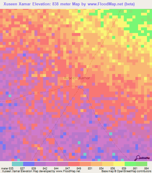 Xuseen Xamar,Somalia Elevation Map