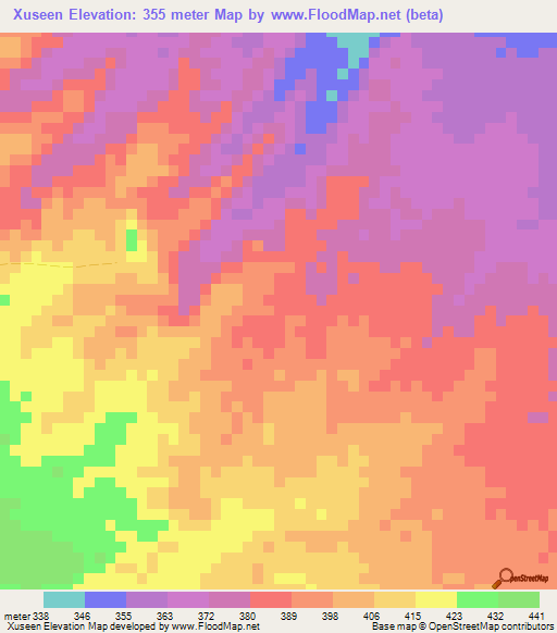 Xuseen,Somalia Elevation Map