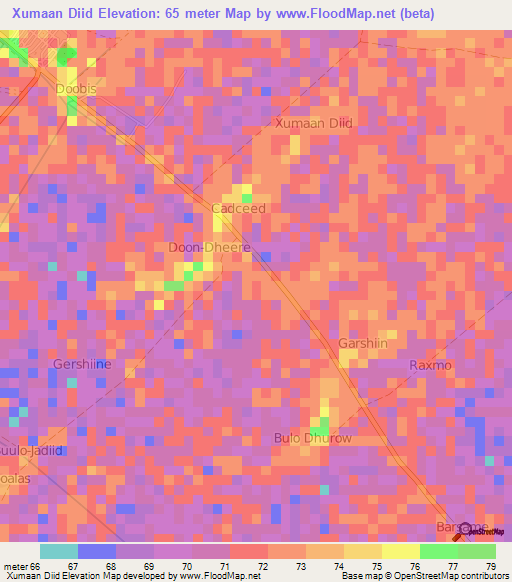 Xumaan Diid,Somalia Elevation Map