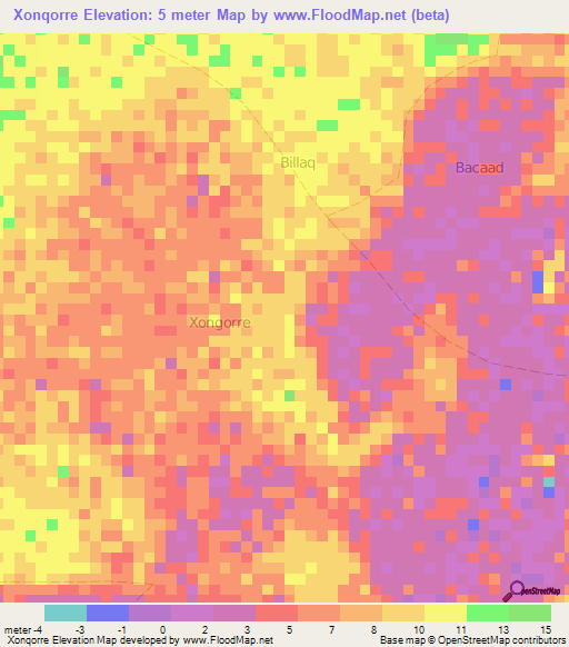 Xonqorre,Somalia Elevation Map