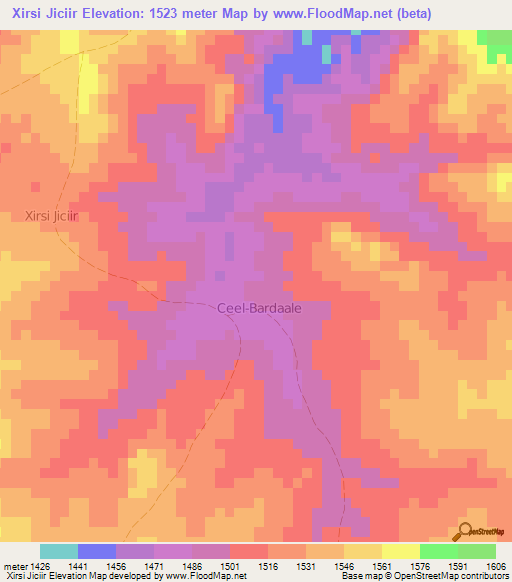 Xirsi Jiciir,Somalia Elevation Map