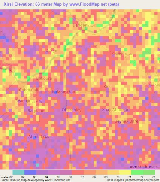 Xirsi,Somalia Elevation Map