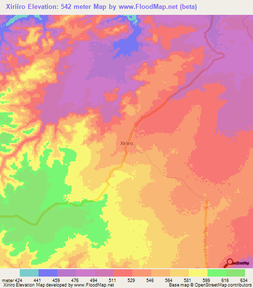 Xiriiro,Somalia Elevation Map