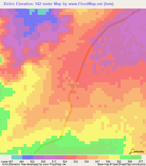 Xiriiro,Somalia Elevation Map