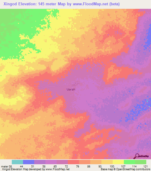 Xingod,Somalia Elevation Map