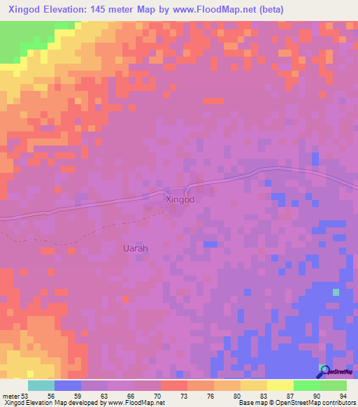 Xingod,Somalia Elevation Map