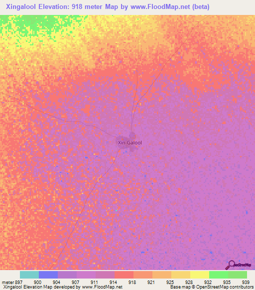 Xingalool,Somalia Elevation Map