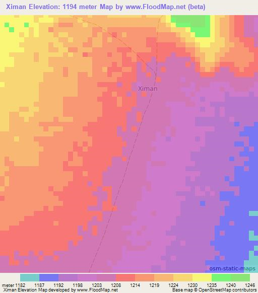 Ximan,Somalia Elevation Map