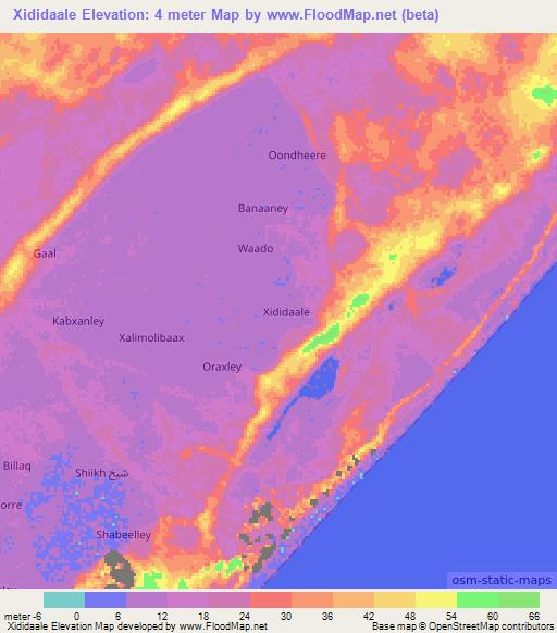 Xididaale,Somalia Elevation Map