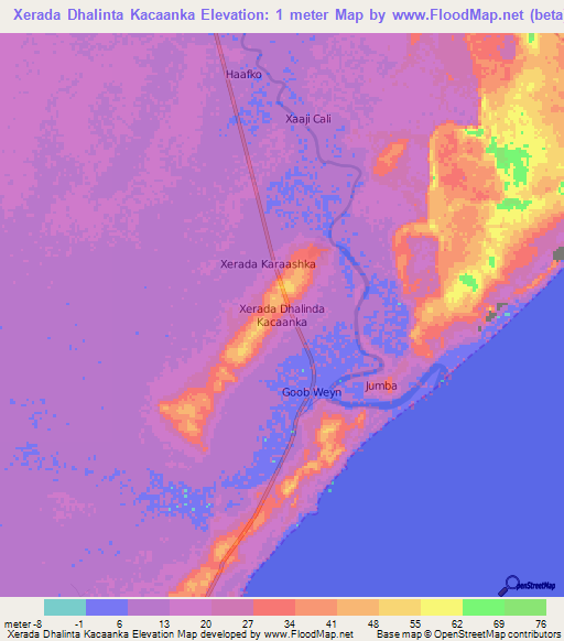 Xerada Dhalinta Kacaanka,Somalia Elevation Map