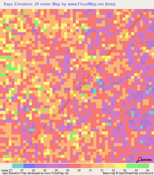 Xayo,Somalia Elevation Map