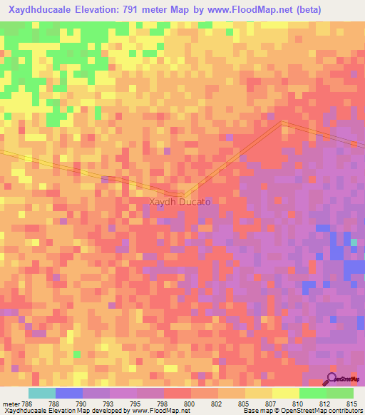 Xaydhducaale,Somalia Elevation Map