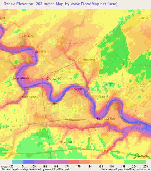 Rzhev,Russia Elevation Map