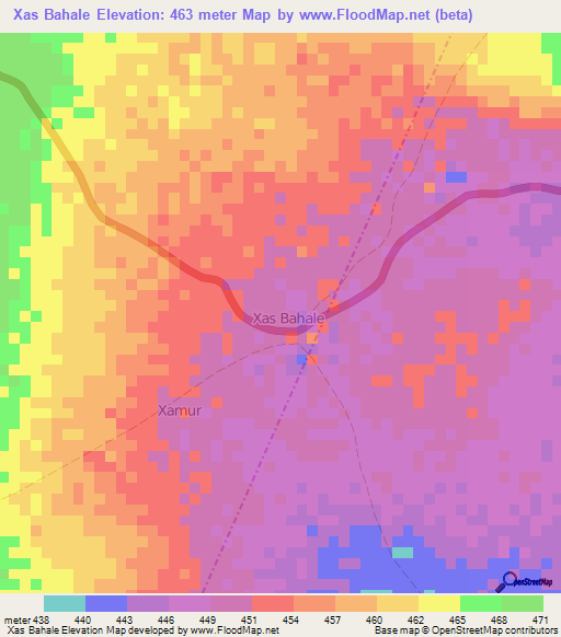 Xas Bahale,Somalia Elevation Map