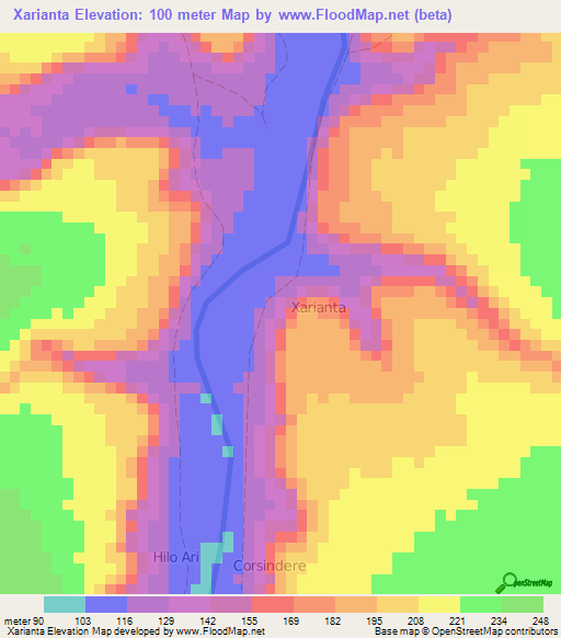 Xarianta,Somalia Elevation Map