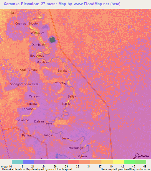 Xaramka,Somalia Elevation Map
