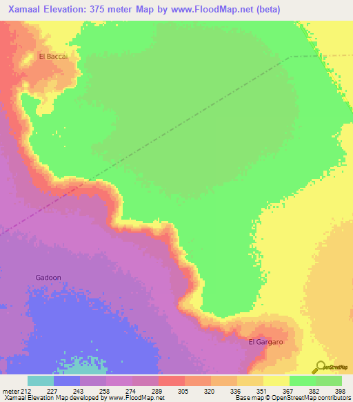 Xamaal,Somalia Elevation Map