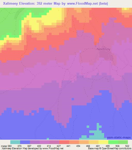 Xalimeey,Somalia Elevation Map