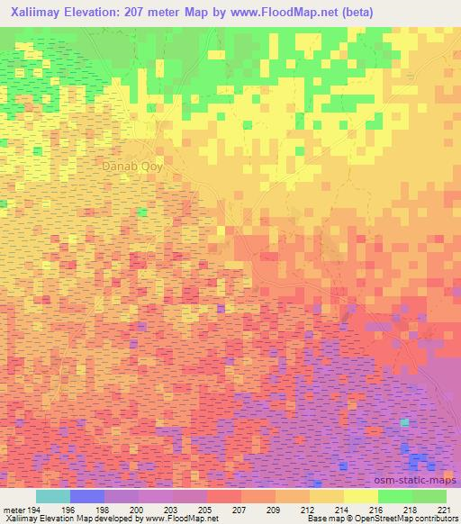 Xaliimay,Somalia Elevation Map