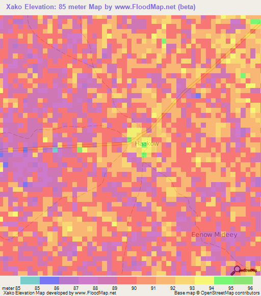 Xako,Somalia Elevation Map