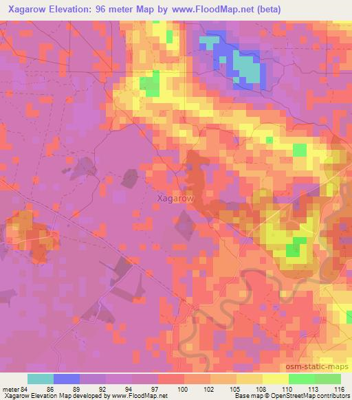 Xagarow,Somalia Elevation Map