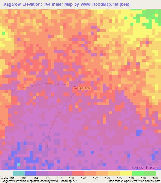 Xagarow,Somalia Elevation Map