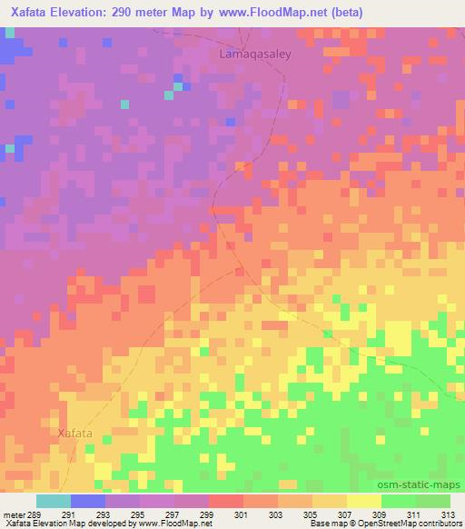Xafata,Somalia Elevation Map