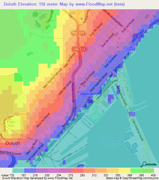 Elevation of Duluth,US Elevation Map, Topography, Contour