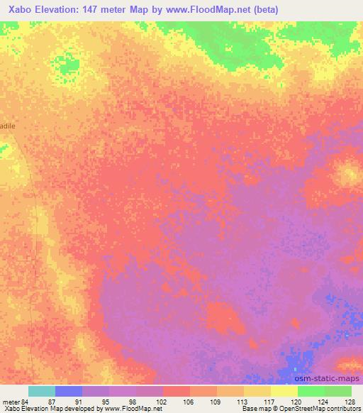 Xabo,Somalia Elevation Map