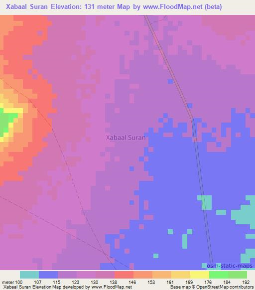 Xabaal Suran,Somalia Elevation Map