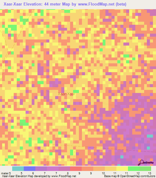 Xaar-Xaar,Somalia Elevation Map