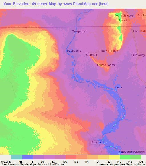 Xaar,Somalia Elevation Map