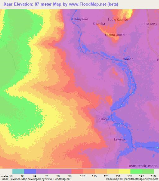 Xaar,Somalia Elevation Map