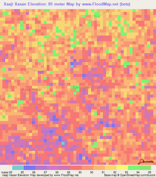 Xaaji Xasan,Somalia Elevation Map