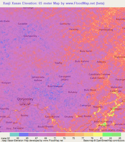 Xaaji Xasan,Somalia Elevation Map