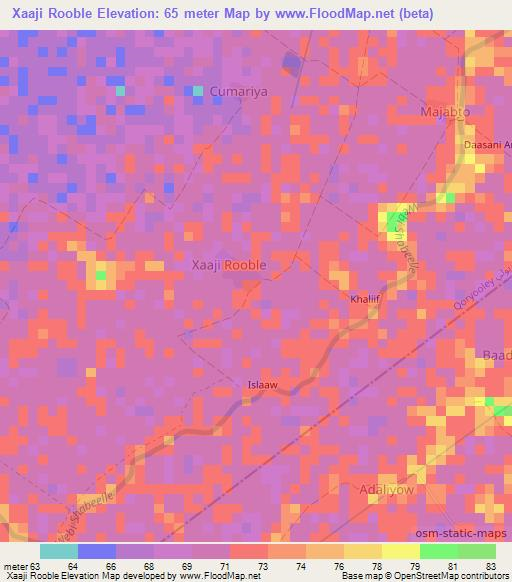 Xaaji Rooble,Somalia Elevation Map