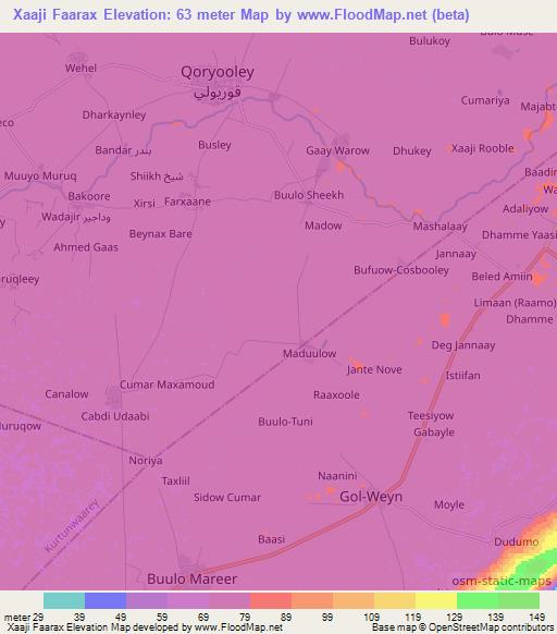 Xaaji Faarax,Somalia Elevation Map