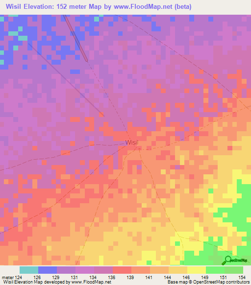 Wisil,Somalia Elevation Map