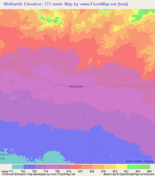 Widhwidh,Somalia Elevation Map