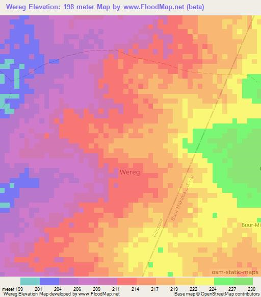 Wereg,Somalia Elevation Map