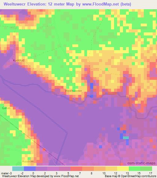 Weeltuwecr,Somalia Elevation Map