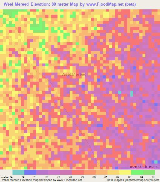 Weel Mereed,Somalia Elevation Map