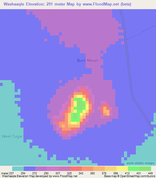 Washaaqle,Somalia Elevation Map
