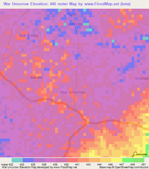 War Umurrow,Somalia Elevation Map