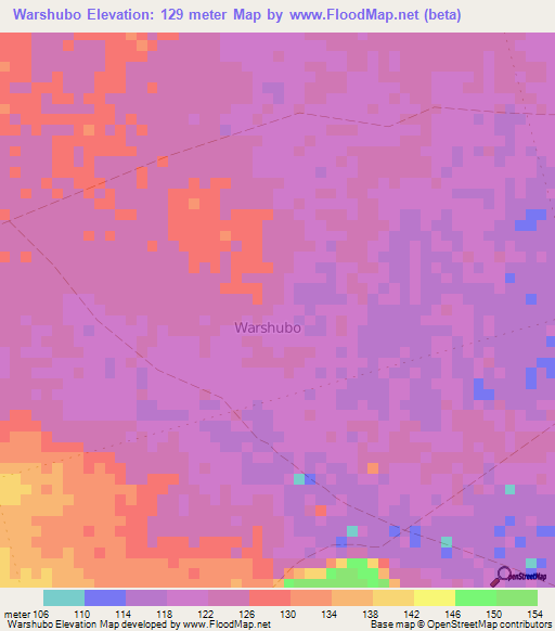 Warshubo,Somalia Elevation Map