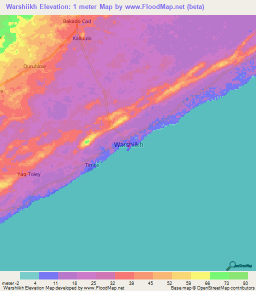 Warshiikh,Somalia Elevation Map