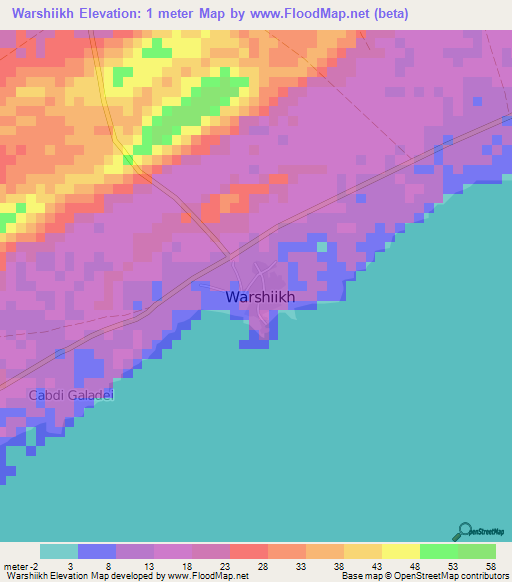 Warshiikh,Somalia Elevation Map
