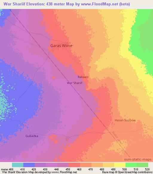 War Shariif,Somalia Elevation Map