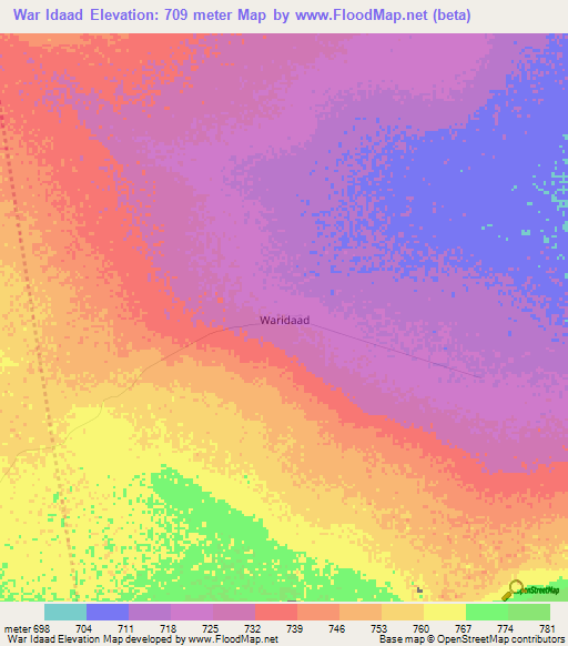 War Idaad,Somalia Elevation Map