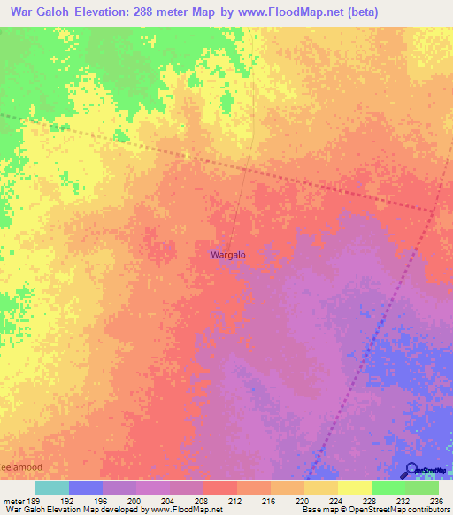 War Galoh,Somalia Elevation Map